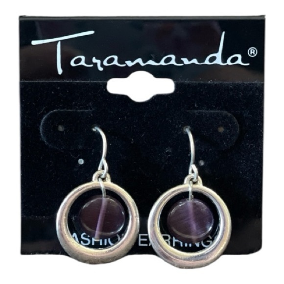 Taramanda Jewelry - Silver and Purple Hoop Dangle Earrings — Taramanda